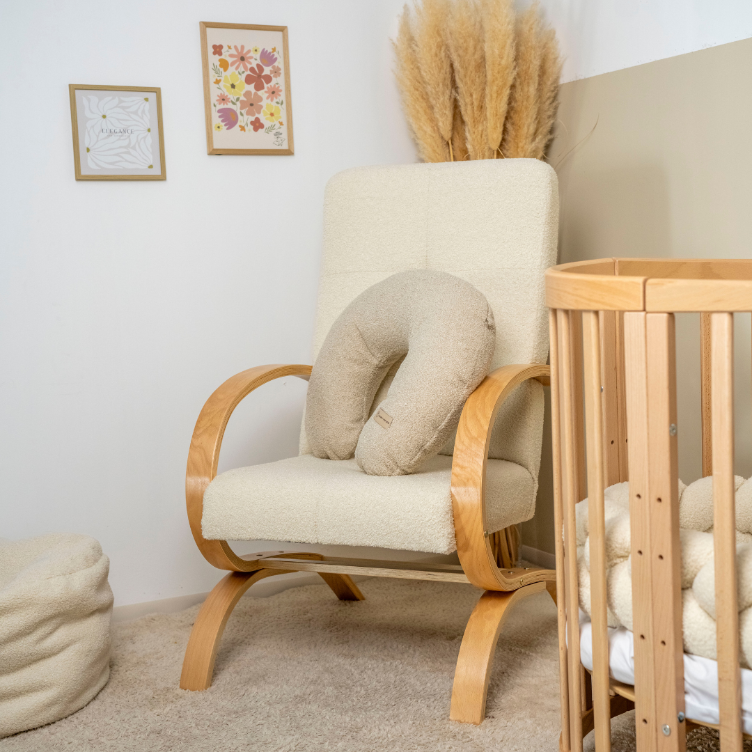 Stillkissen U-Form Teddystoff Bouclé abnehmbaren Bezug – ergonomisch, Oeko-Tex, Halbmond