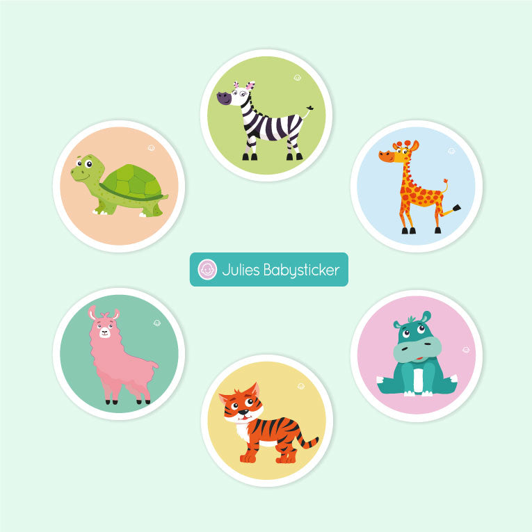 Süße Tiere 2 – Textilaufkleber Set  Wiederverwendbare Stoffsticker  Dekorative Aufkleber für Zuhause