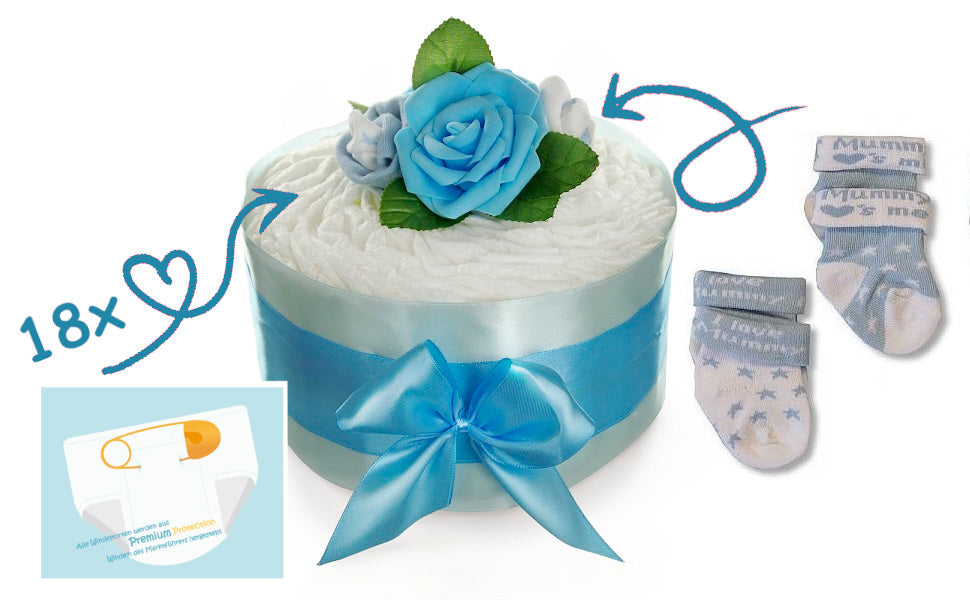 KidzzCamp Windeltorte Rosenblüte | blau
