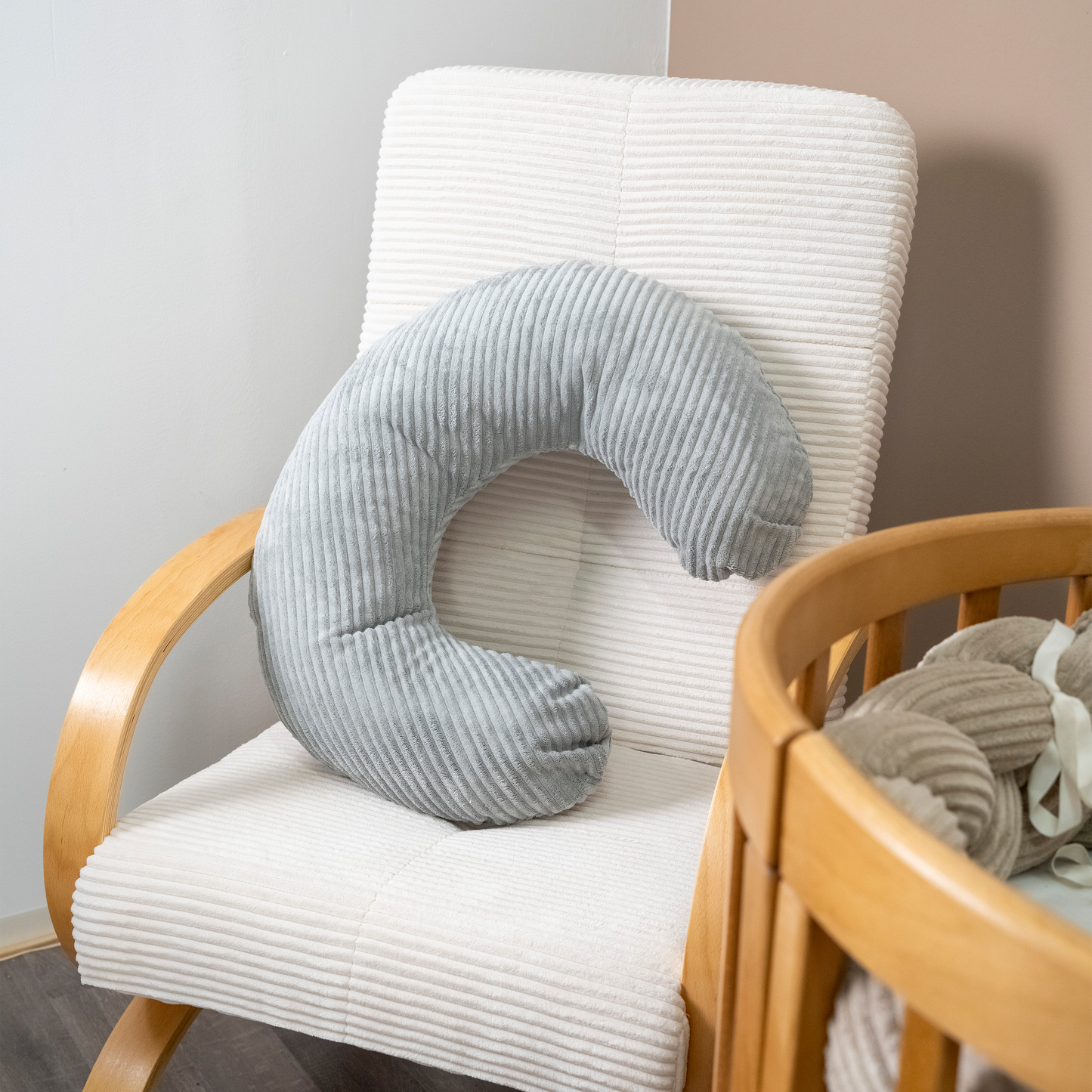 Stillkissen U-Form Cord abnehmbarem Bezug - ergonomisch, Oeko-Tex, Halbmond