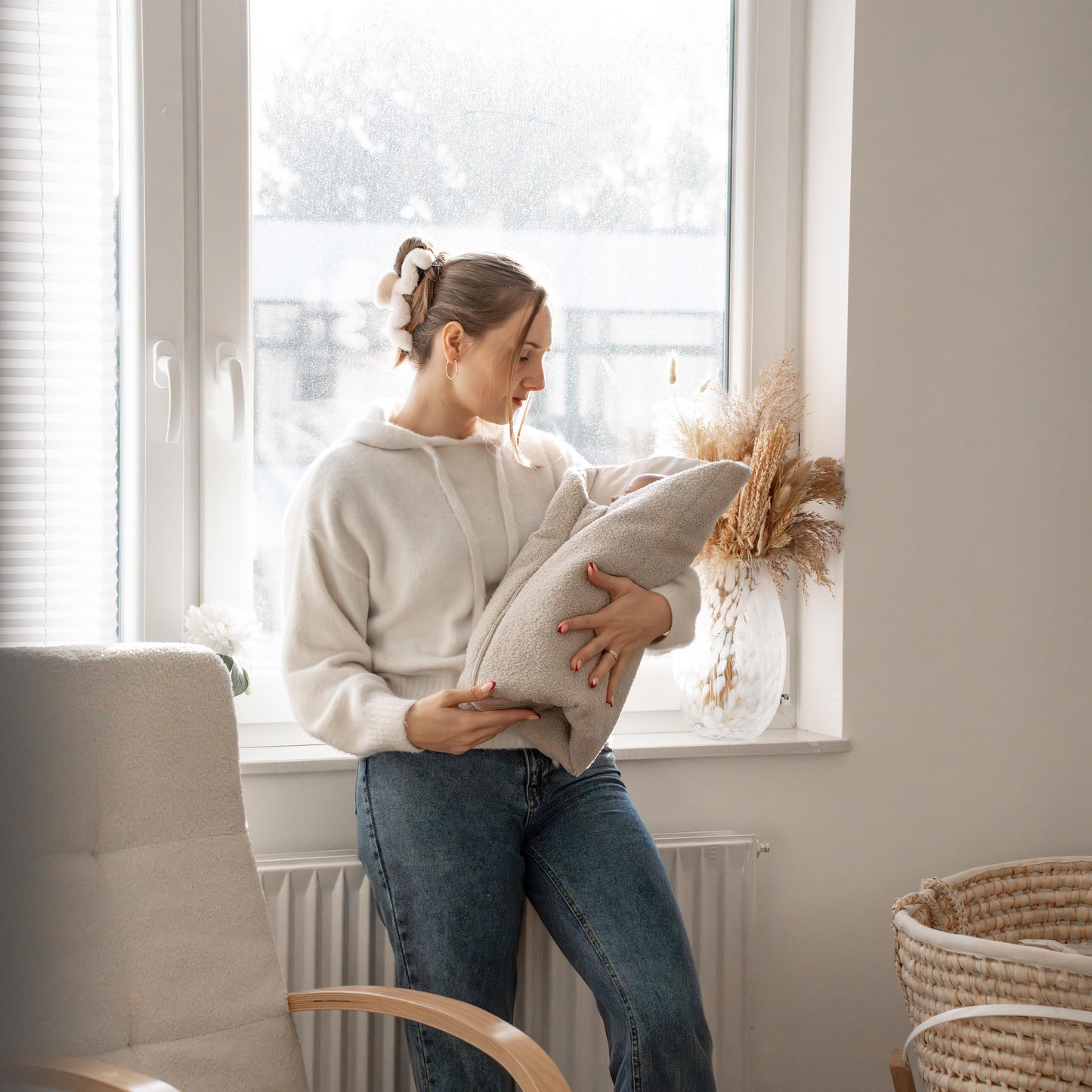 Pucksack Teddystoff Bouclé mitwachsend - Nachhaltiger Babyschlafsack