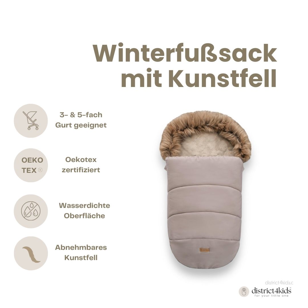 Winterfußsack wasserabweisend mit Fell – für Kinderwagen