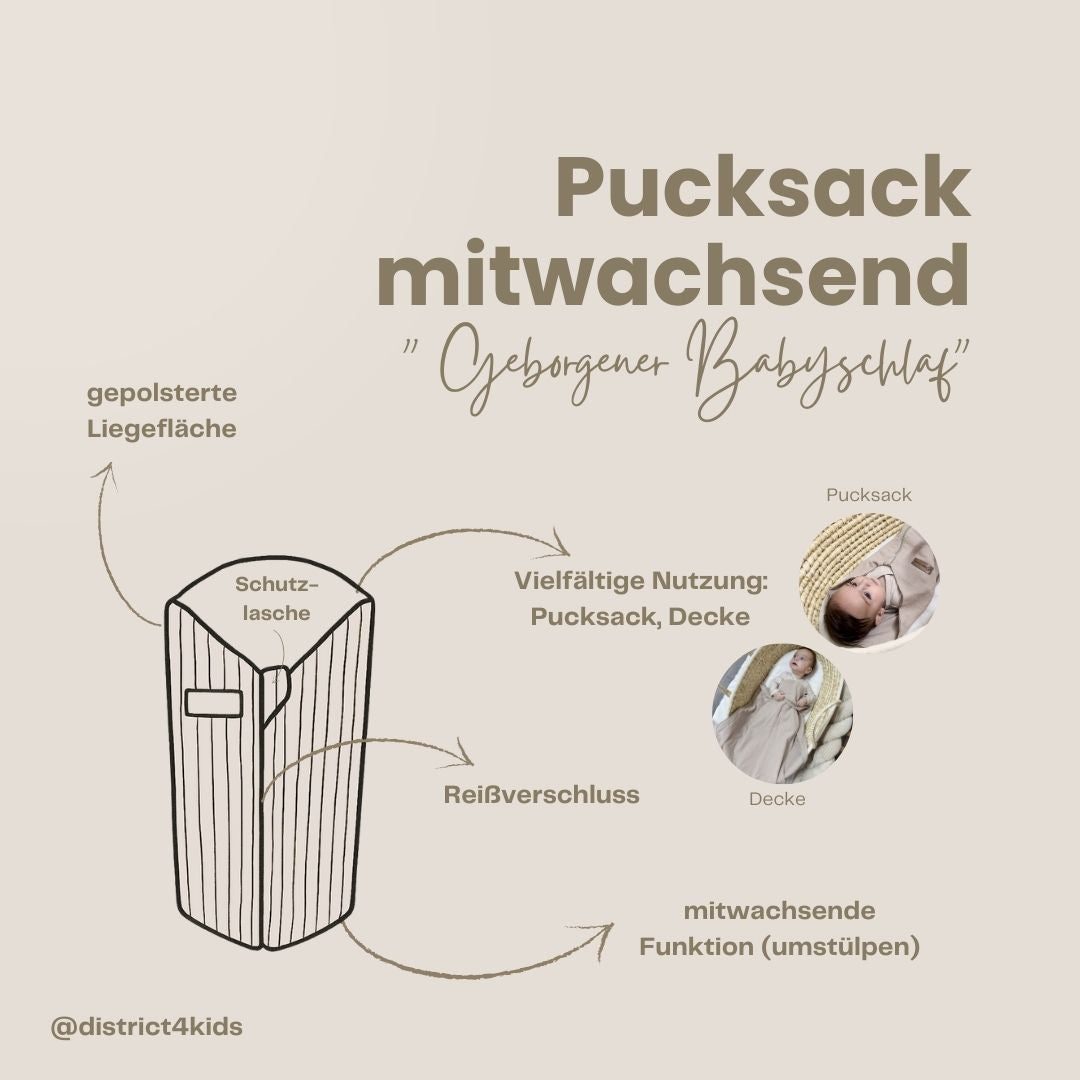 Pucksack Musselin mitwachsend - Ganzjahresschlafsack wärmend & atmungsaktiv