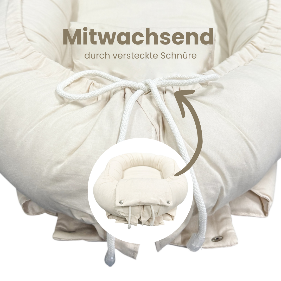Babynestchen Musselin – Weicher mitwachsender Baby Kokon