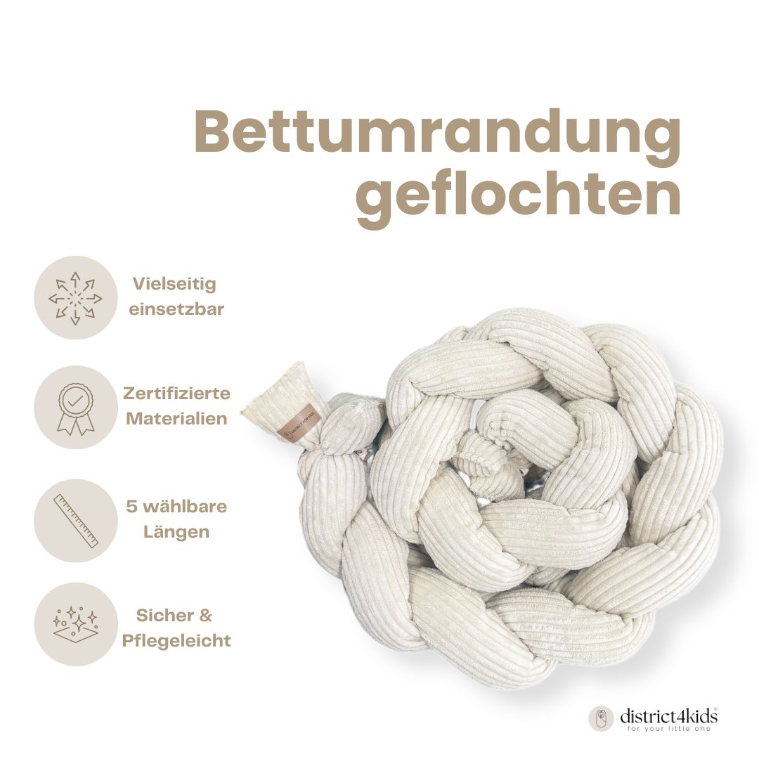 Bettschlange Baby geflochten Cord – Bettzopf & Bettumrandung fürs Babybett