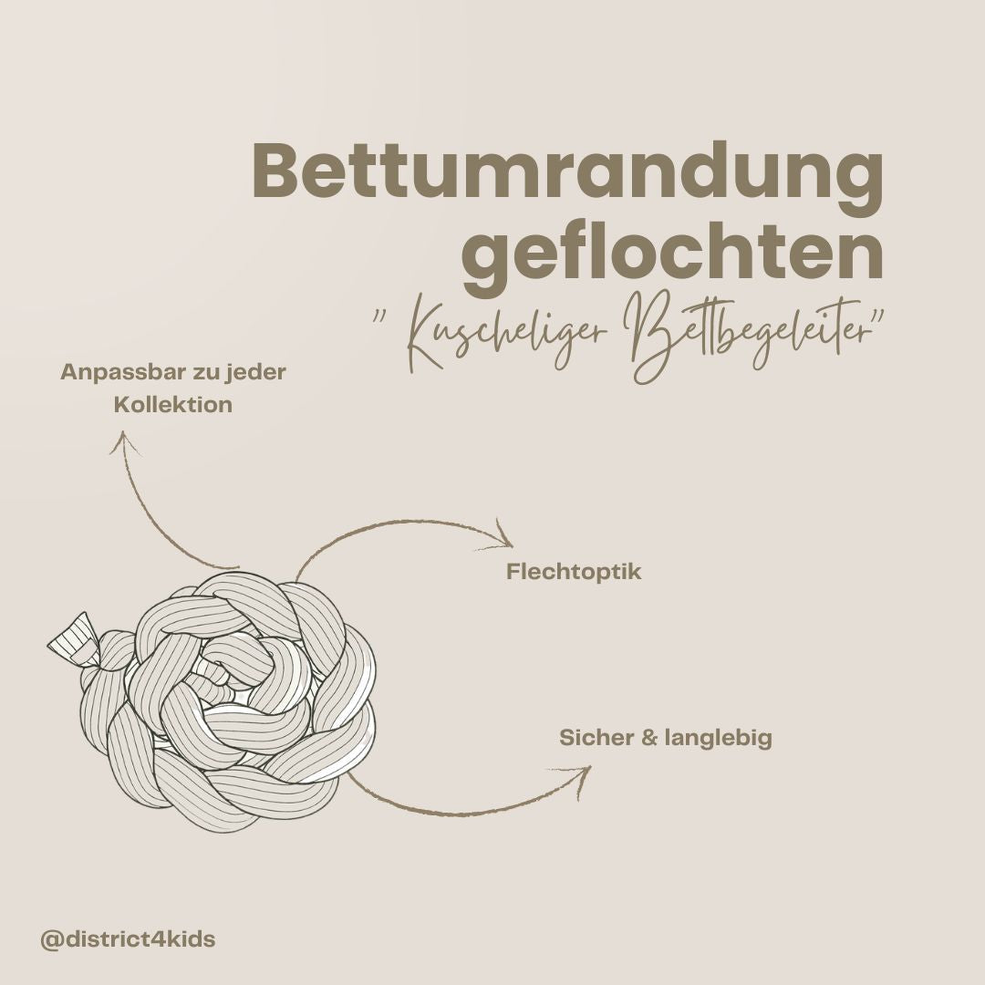 Bettschlange geflochten Velours – Bettumrandung für Schutz, Geborgenheit & Komfort
