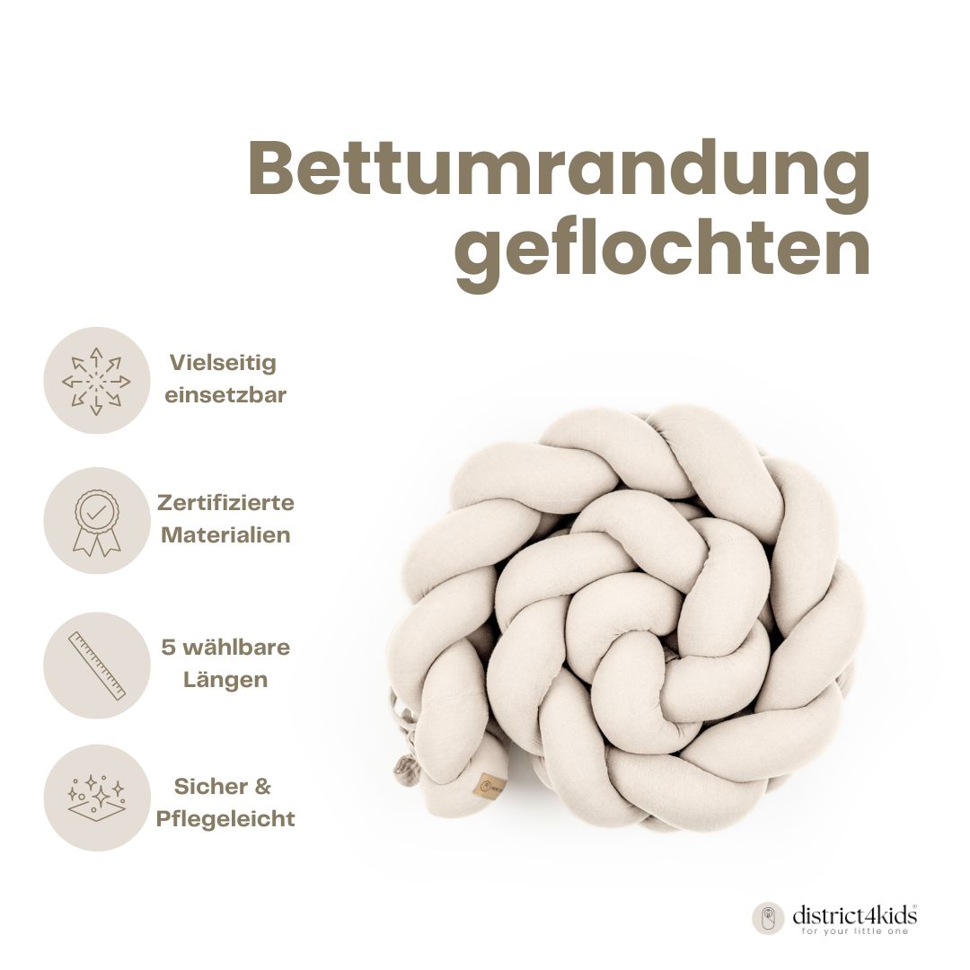 Bettschlange geflochten Musselin  – Kuschelige Bettumrandung