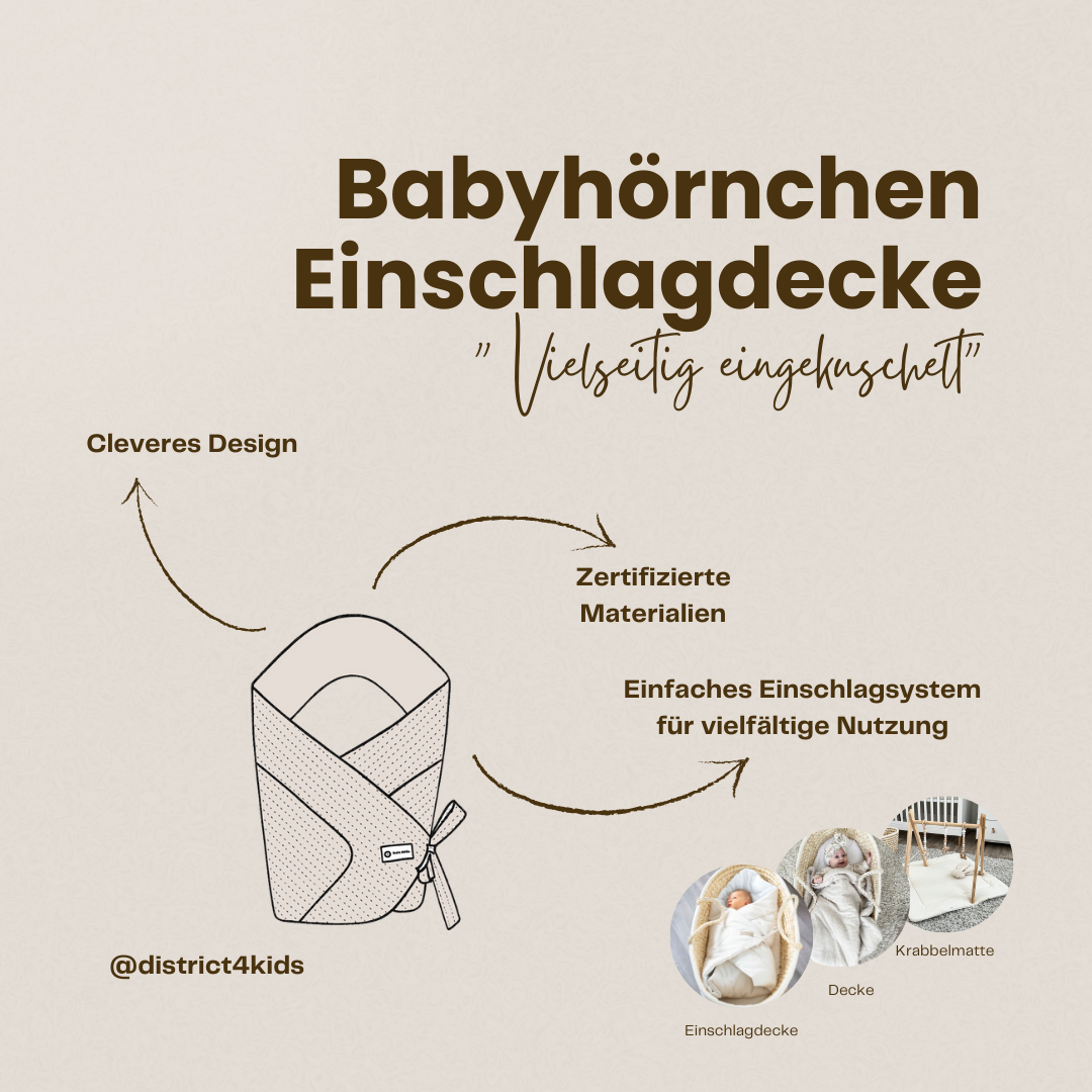 Babyhörnchen Musselin mit Schleife – Kuschelige Puckdecke & Einschlagdecke