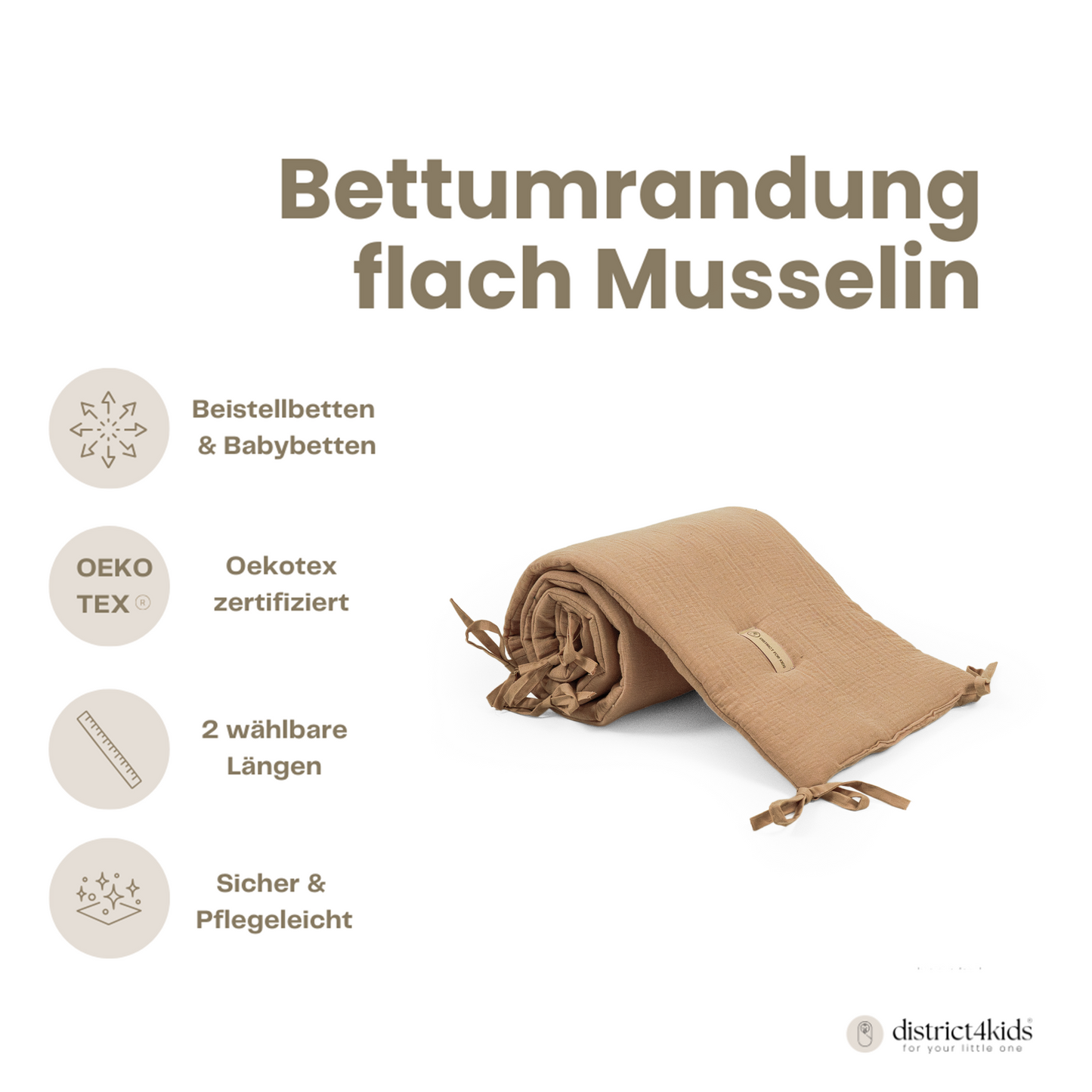 Bettumrandung Musselin für Babybett & Beistellbett – Weich, Sicher & Handgefertigt