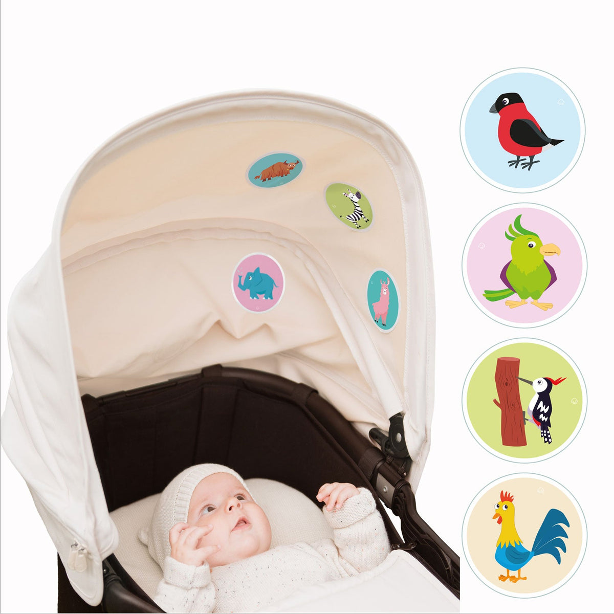 Bunte Vögel Textilaufkleber Set – Hochwertige Stoffsticker  Wiederverwendbare Dekorative Aufkleber  Tiermotive