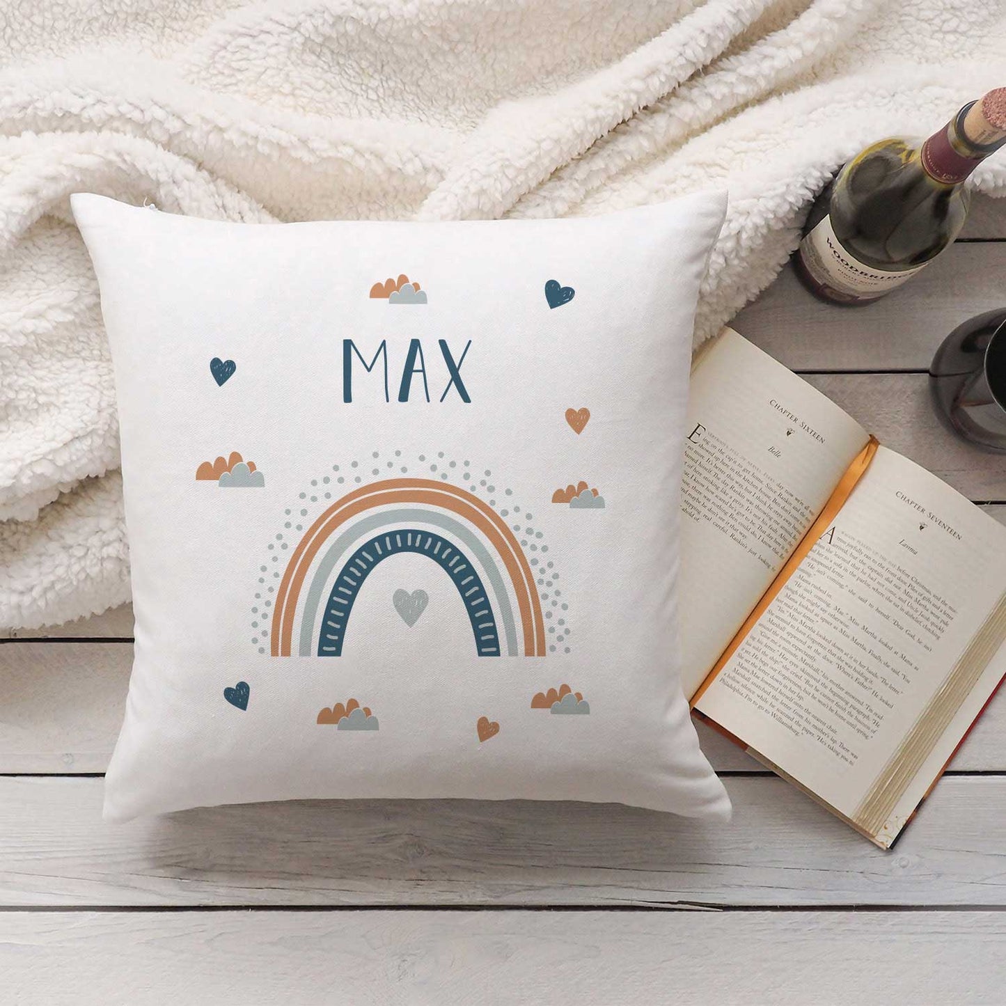 Bedrucktes Kissen mit Motiv "Regenbogen"