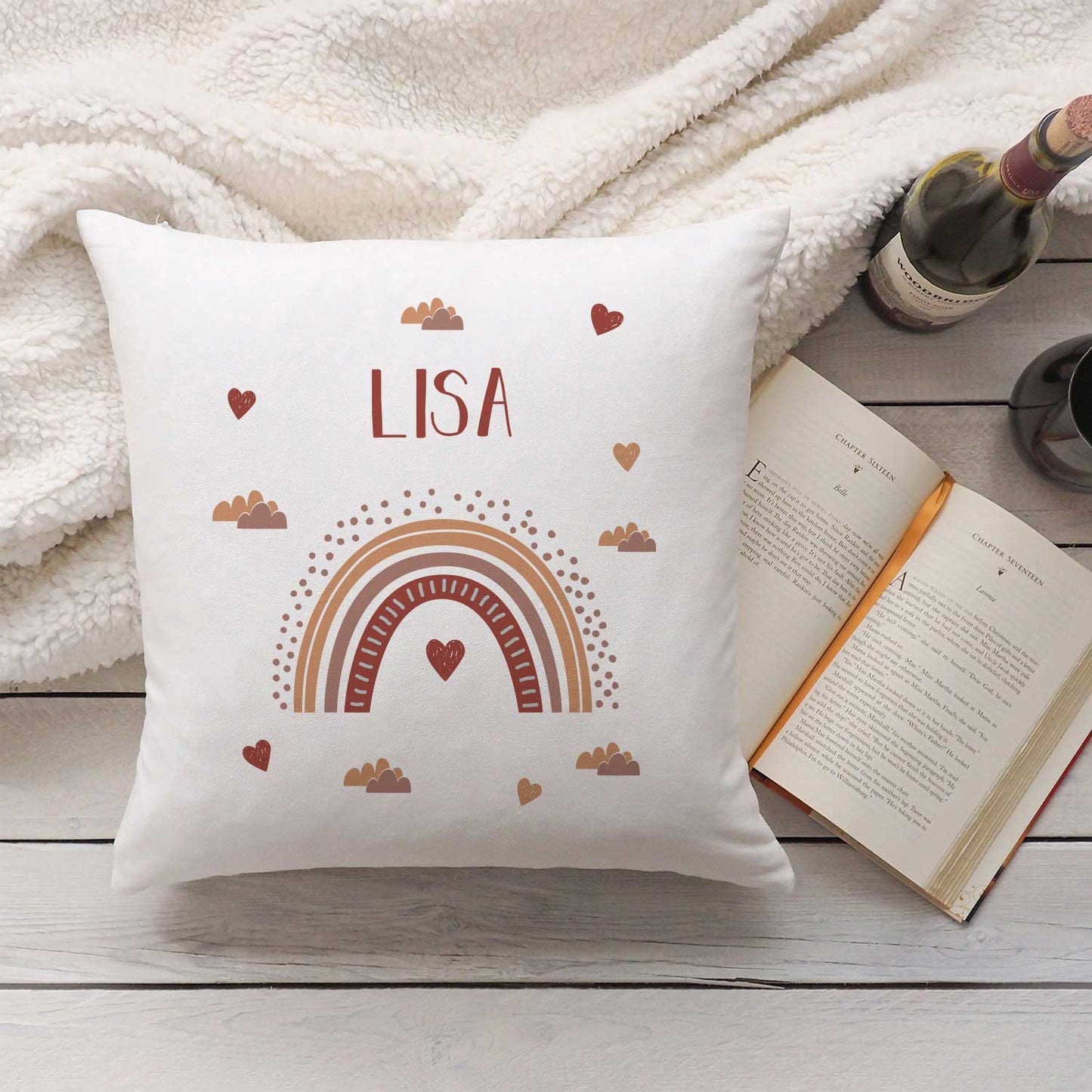 Bedrucktes Kissen mit Motiv "Regenbogen"