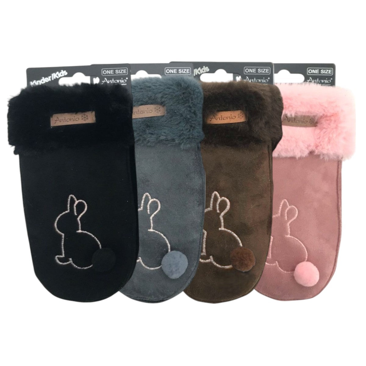 Baby Kinder Winter Suede Fäustlinge Kunstfell am Handgelenk
