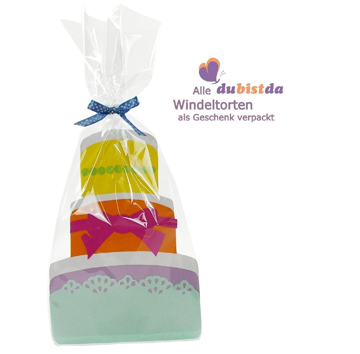 KidzzCamp großes Windeltorte blau Babybooties  3-stöckig
