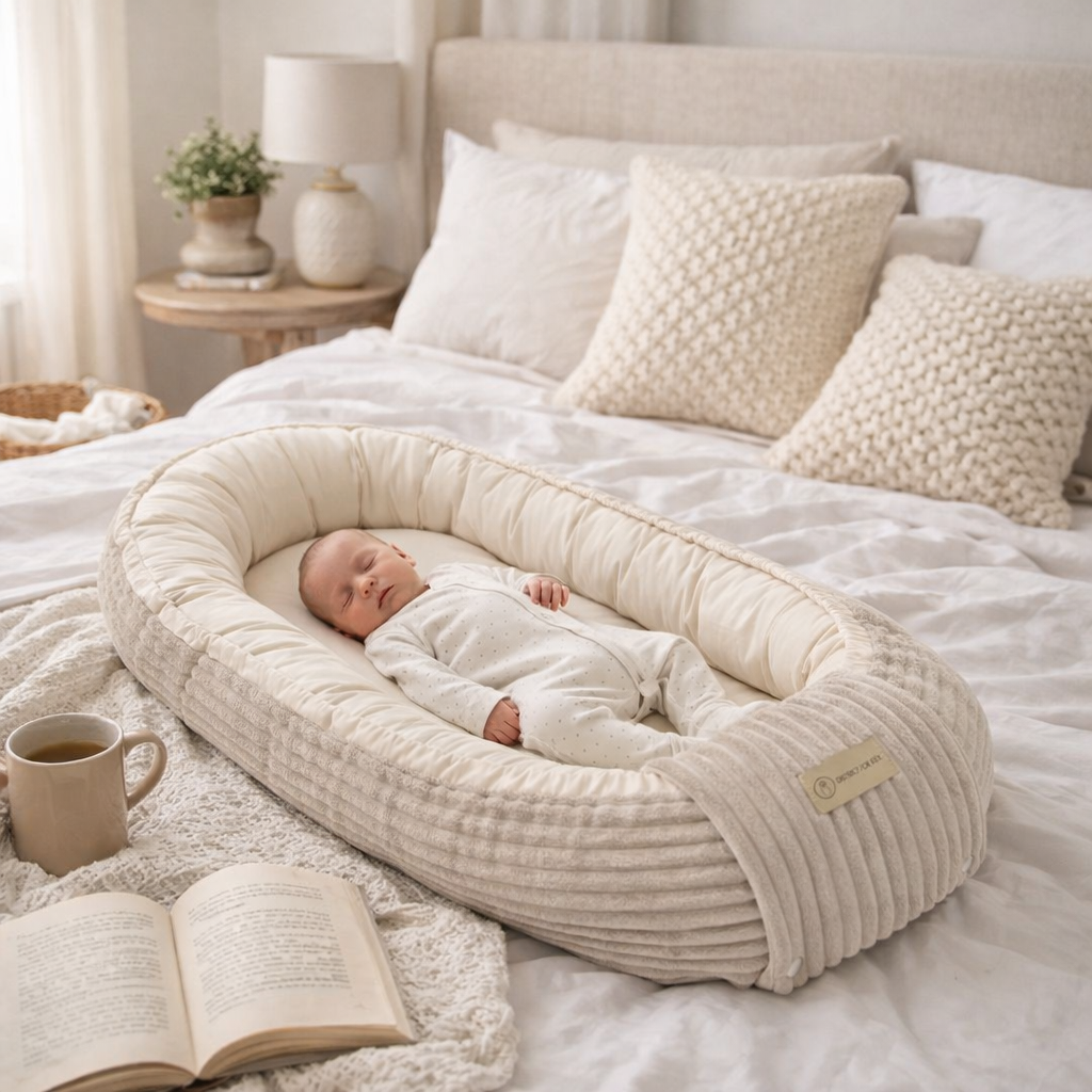 Babynestchen Cord  – Mitwachsender weicher Baby-Kokon