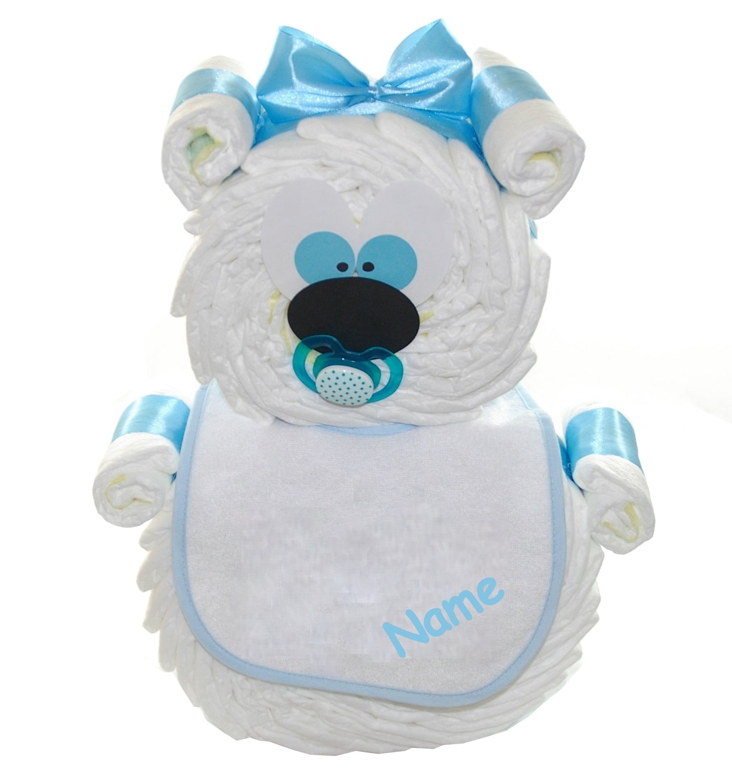 KidzzCamp Windeltorte Windelbär blau Lätzchen personalisierbar