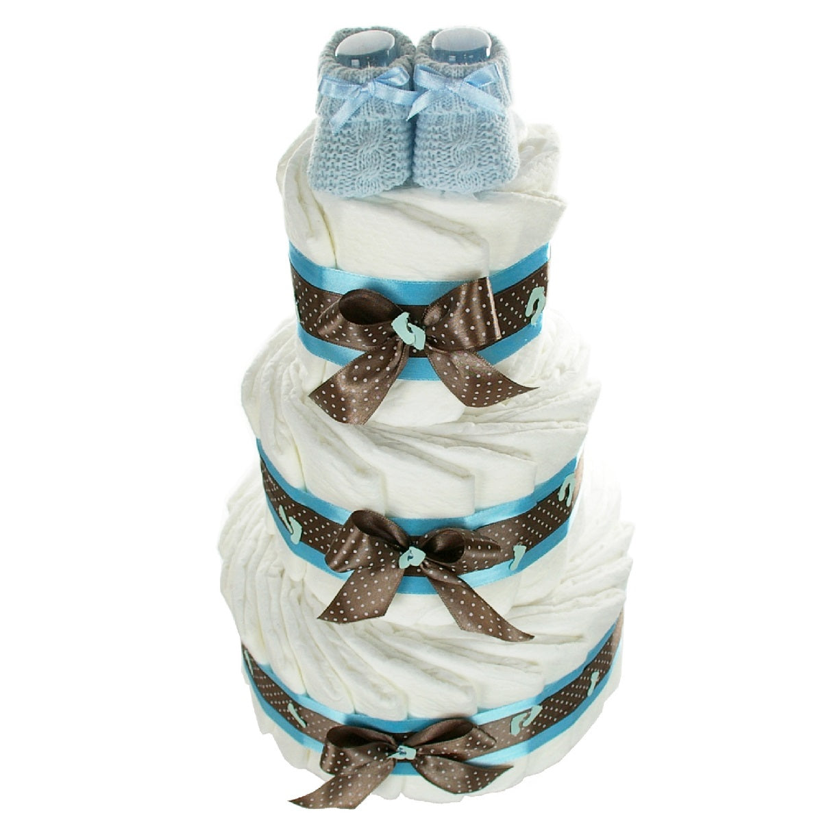 KidzzCamp großes Windeltorte blau Babybooties  3-stöckig