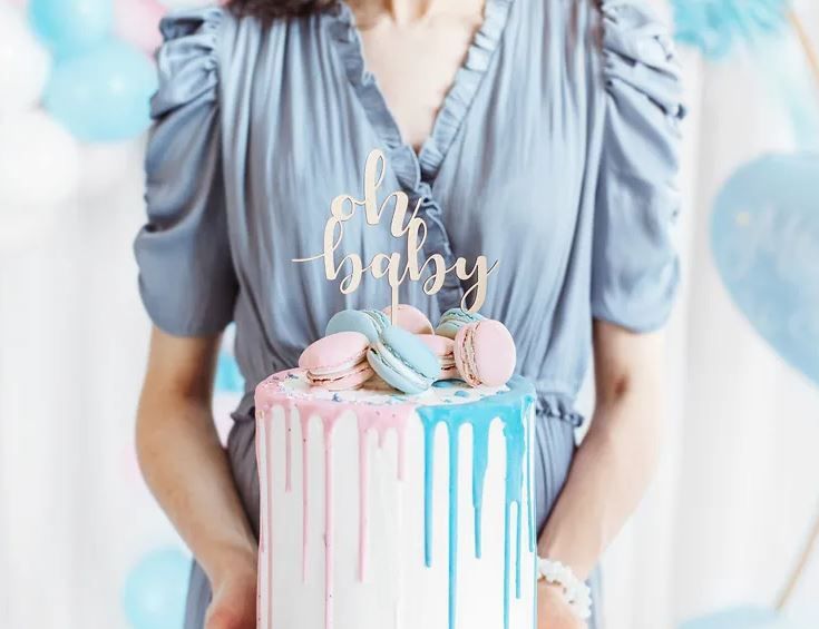 KidzzCamp Cake Topper "oh baby", Holz, 17cm | Kuchentopper Babyparty