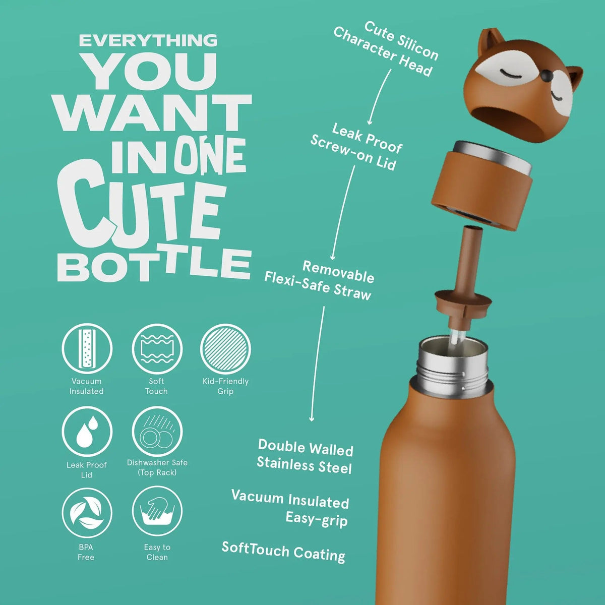 ASOBU Bestie Fuchs Trinkflasche 460ml – Kita & Schulanfang 2026