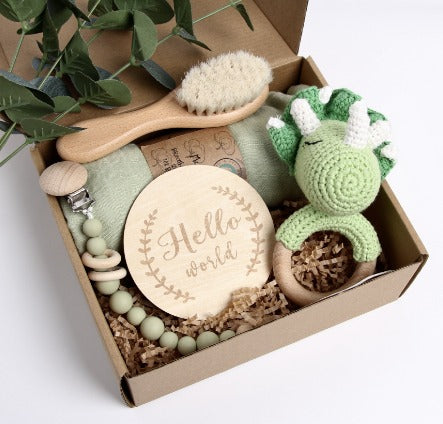 KidzzCamp KidzzCamp Baby-Geschenkbox 5-teilig mit Musselin-Pucktuch 120 x 120 cm