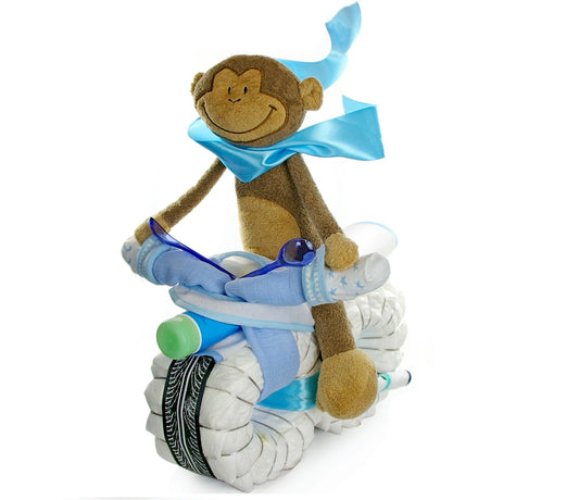 KidzzCamp Windeltorte Motorrad ROCKSTAR Affe blau