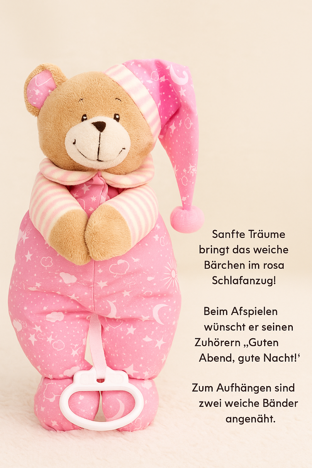 KidzzCamp Premium Windeltorte rosa mit Spieluhr Teddybär, Musselintuch, Lätzchen | Personalisierbar | 4-stöckig