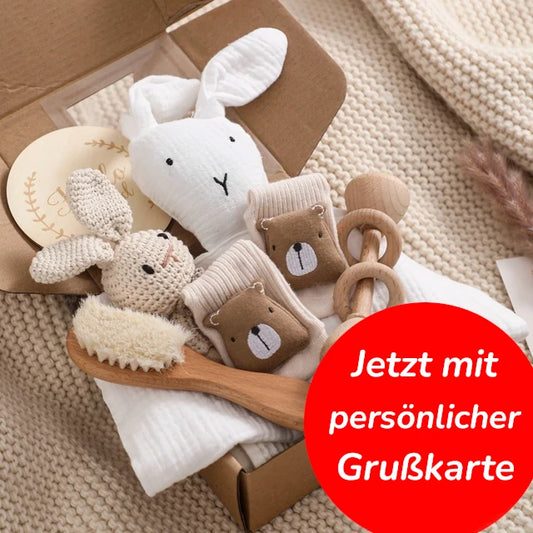 KidzzCamp Baby-Geschenkbox 6-teilig mit individueller Grußkarte und schnellem Versand