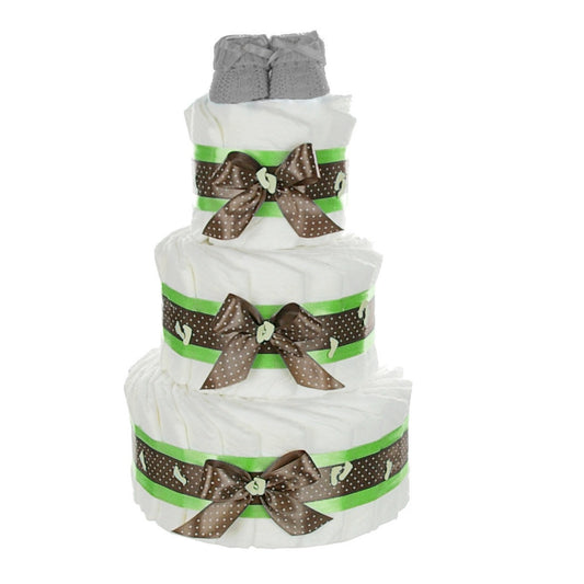 KidzzCamp große Windeltorte grün Babybooties 3-stöckig