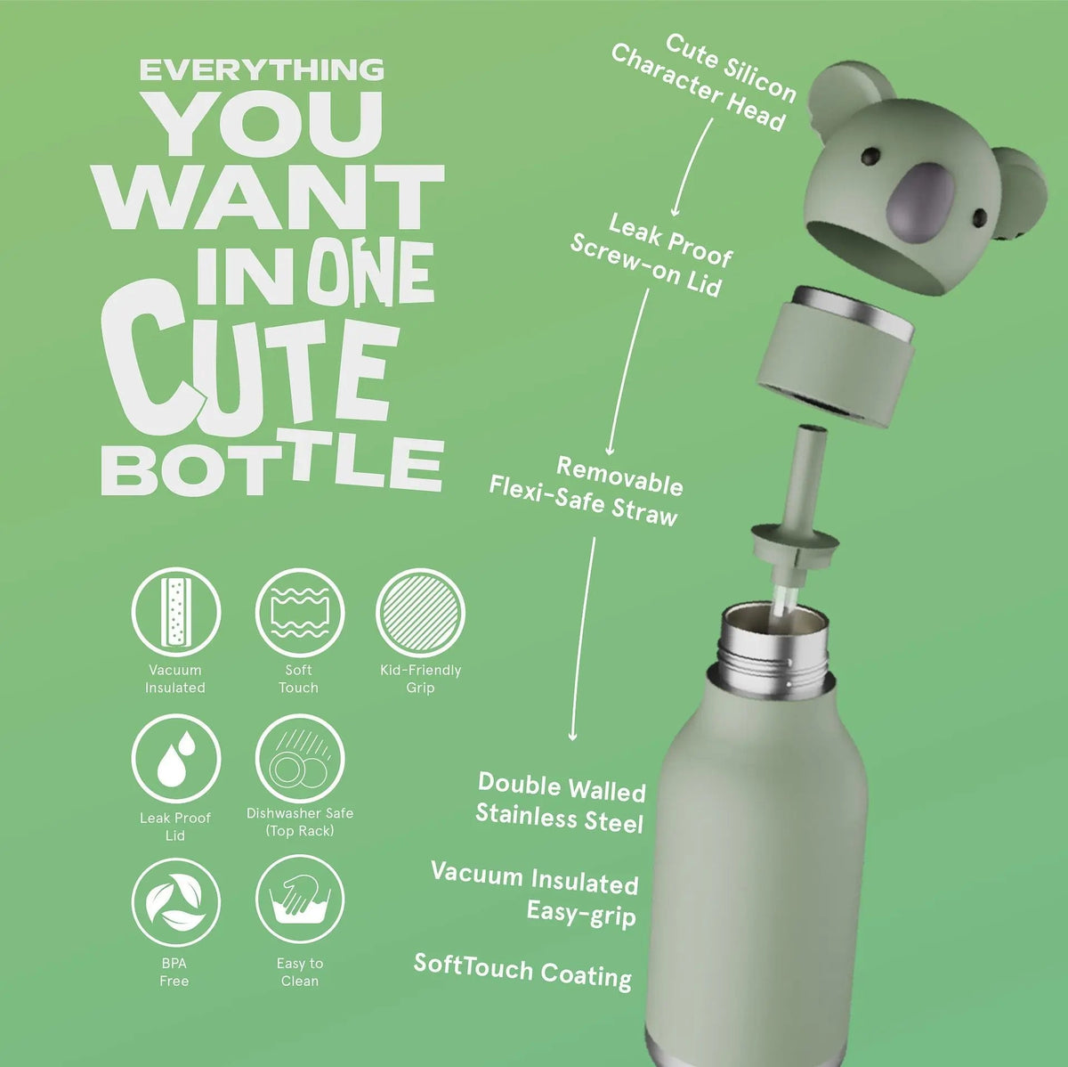 ASOBU Bestie Koala Trinkflasche 460ml – Kita & Schulanfang 2026