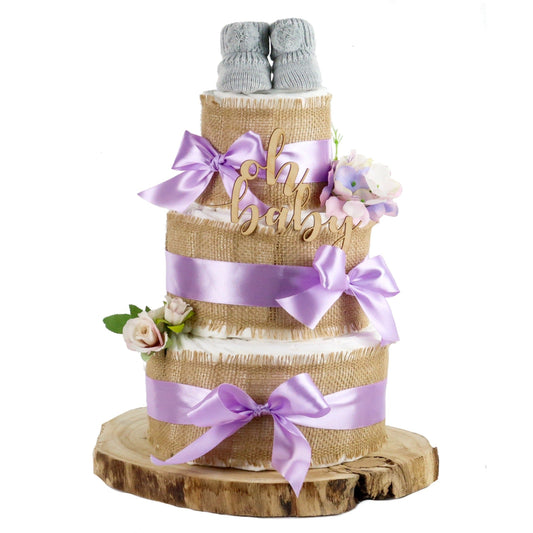 KidzzCamp große Windeltorte "Alles Jute" lilac 3-stöckig