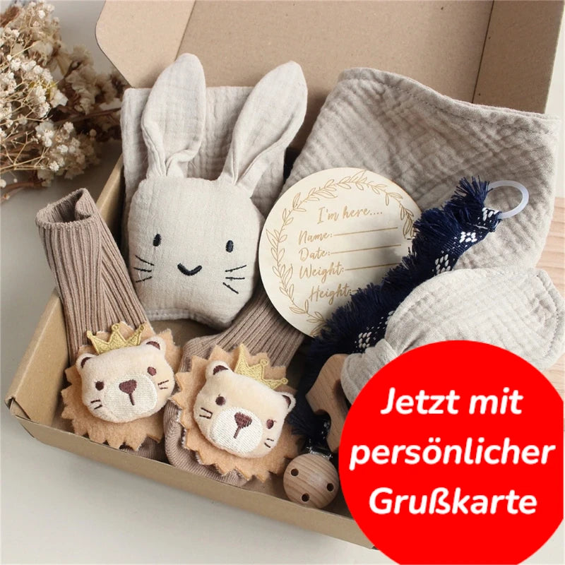 KidzzCamp Baby-Geschenkbox 6-teilig in 10 Varianten mit individueller Grusskarte und schnellem Versand