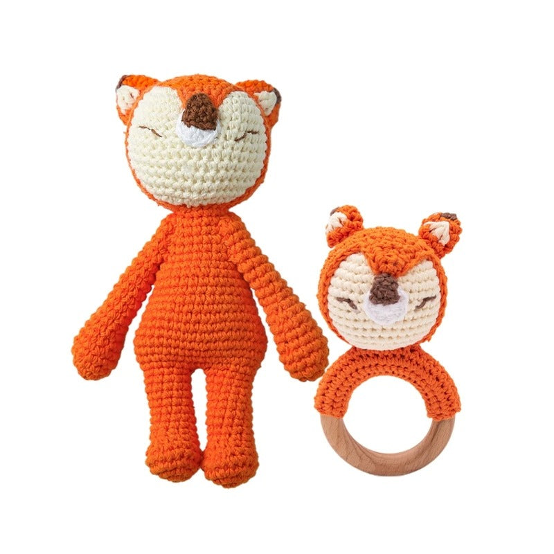 KidzzCamp 2er-Set Gehäkelte Rassel & Kuscheltier