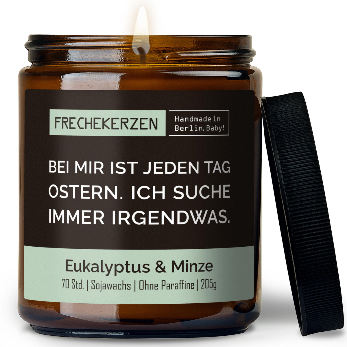 Duftkerze mit Spruch | bei mir ist jeden tag ostern. ich suche immer irgendwas.