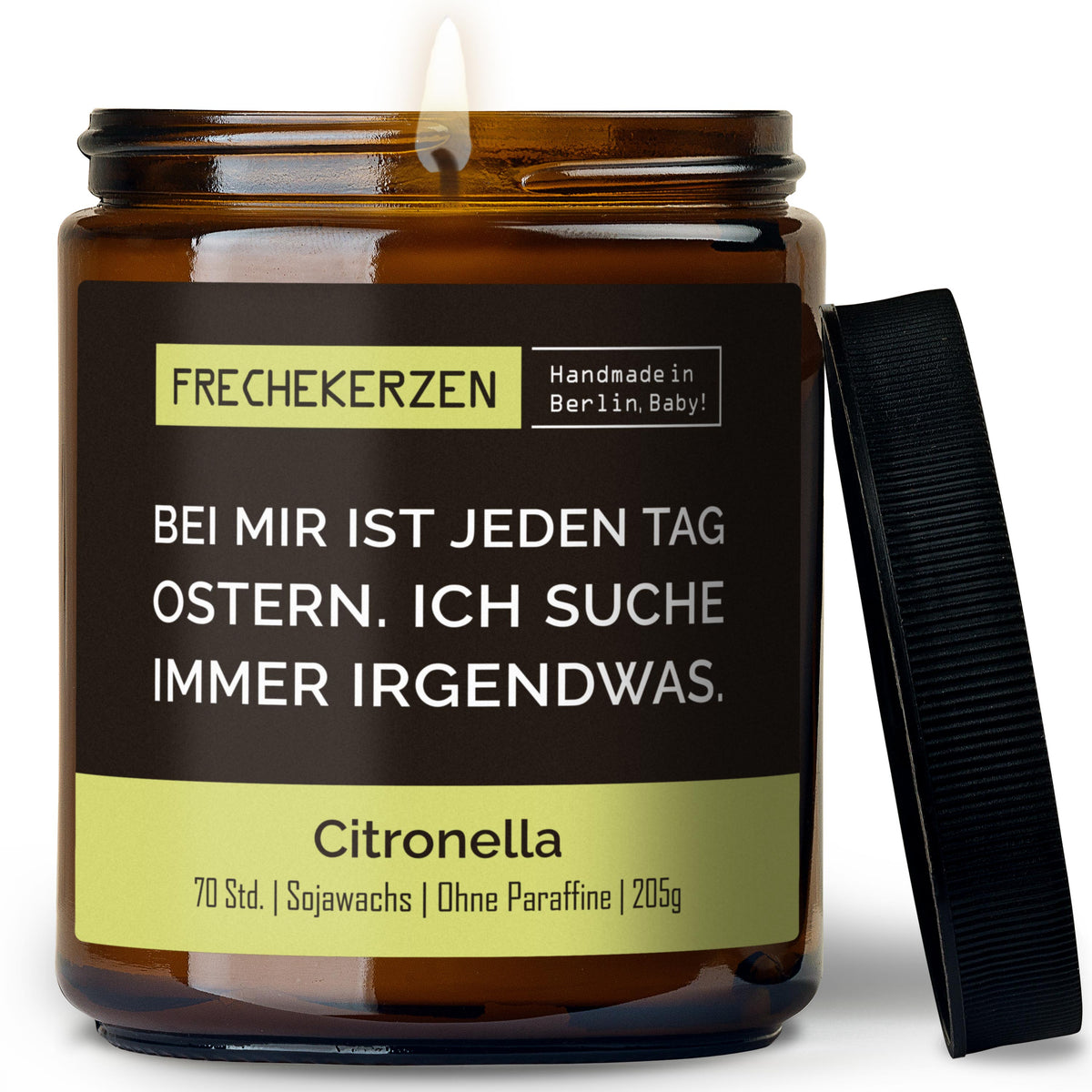 Duftkerze mit Spruch | bei mir ist jeden tag ostern. ich suche immer irgendwas.