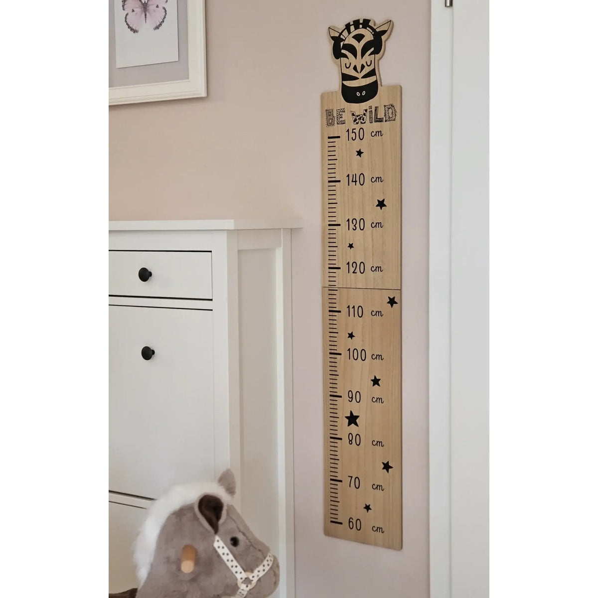 Messlatte Kinder Holz 60-150 cm Größenmesser Jungen und Mädchen Pandabär Tiger Zebra