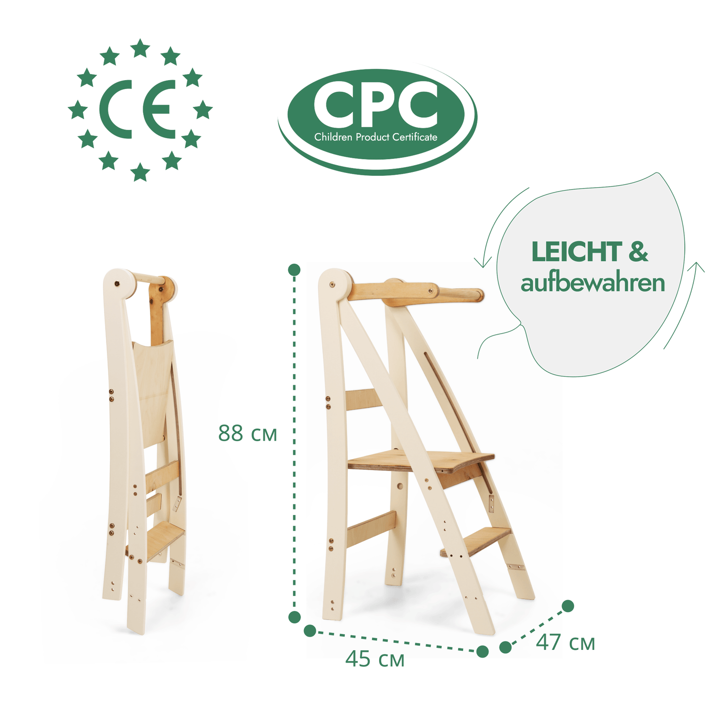 Montessori Lernturm - Höhenverstellbarer Kinderstuhl