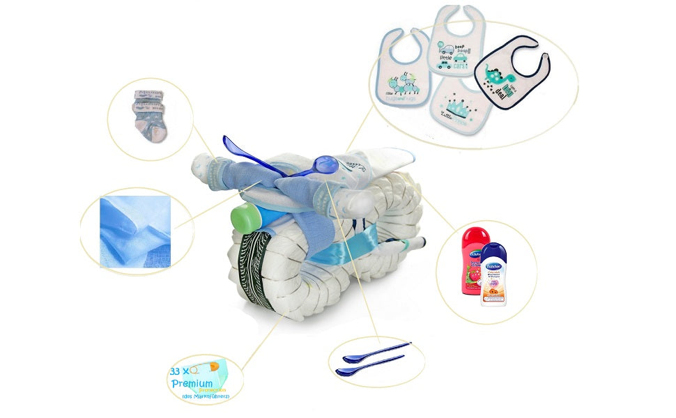 KidzzCamp Windeltorte Motorrad ROCKSTAR Affe blau