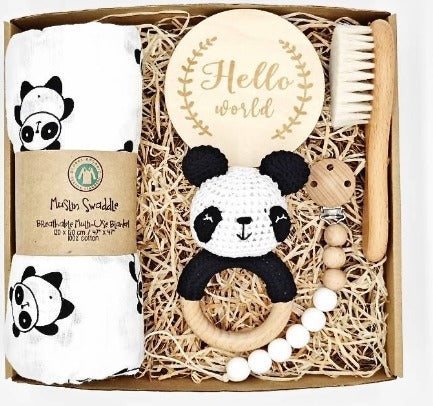 KidzzCamp KidzzCamp Baby-Geschenkbox 5-teilig mit Musselin-Pucktuch 120 x 120 cm