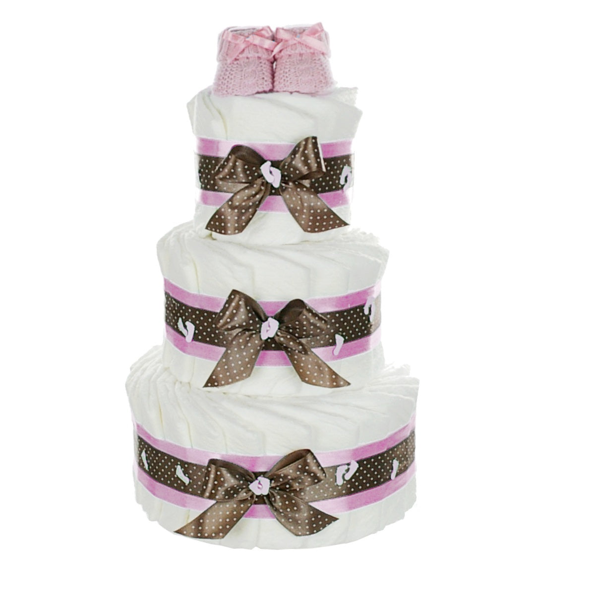 KidzzCamp großes Windeltorte rosa Babybooties  3-stöckig