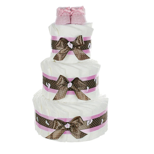 KidzzCamp großes Windeltorte rosa Babybooties  3-stöckig