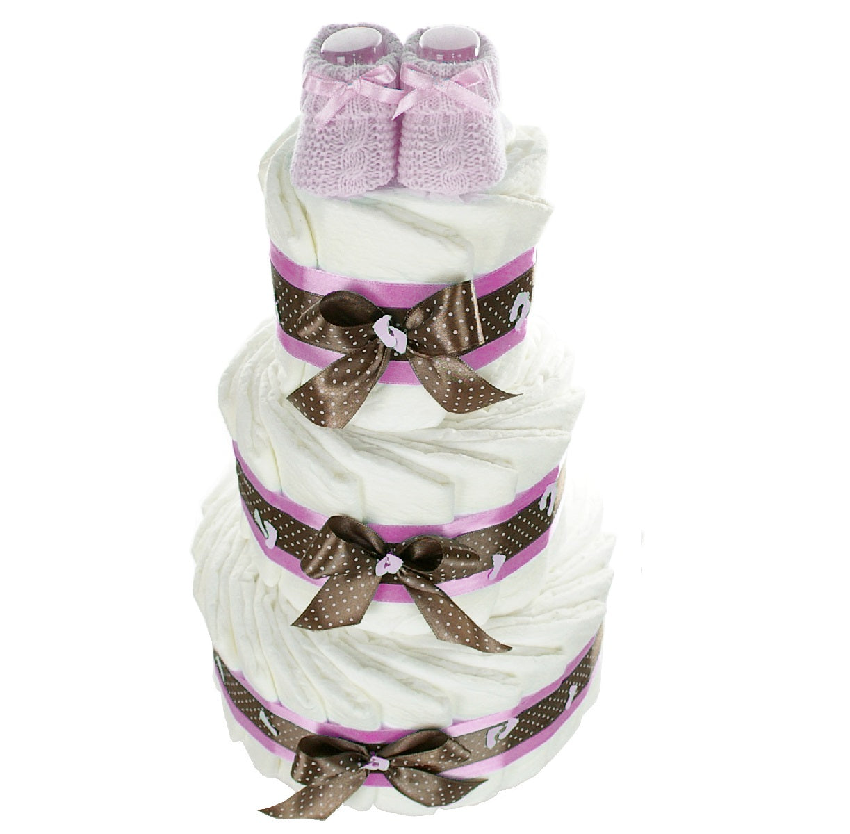 KidzzCamp großes Windeltorte rosa Babybooties  3-stöckig