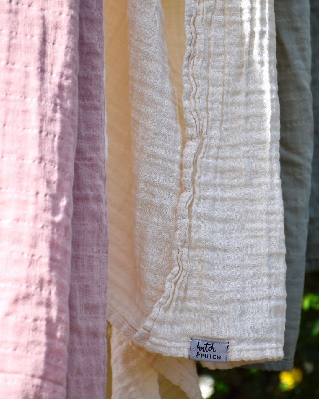 Mulltuch Bio-Baumwolle 60x60cm • einfarbige Mulltücher • 3er-Set • Rosa/Salbeigrün/Cremeweiß