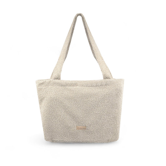Shopper Mom Bag Bouclé Teddystoff- Ideal für den Alltag, Kinderwagen, Cross Shoulder