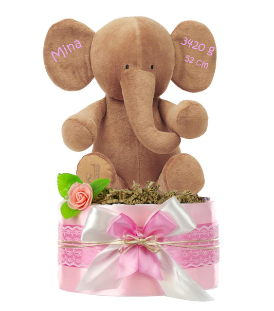 KidzzCamp Windeltorte "LITTLE PEANUT" rosa personalisierbar