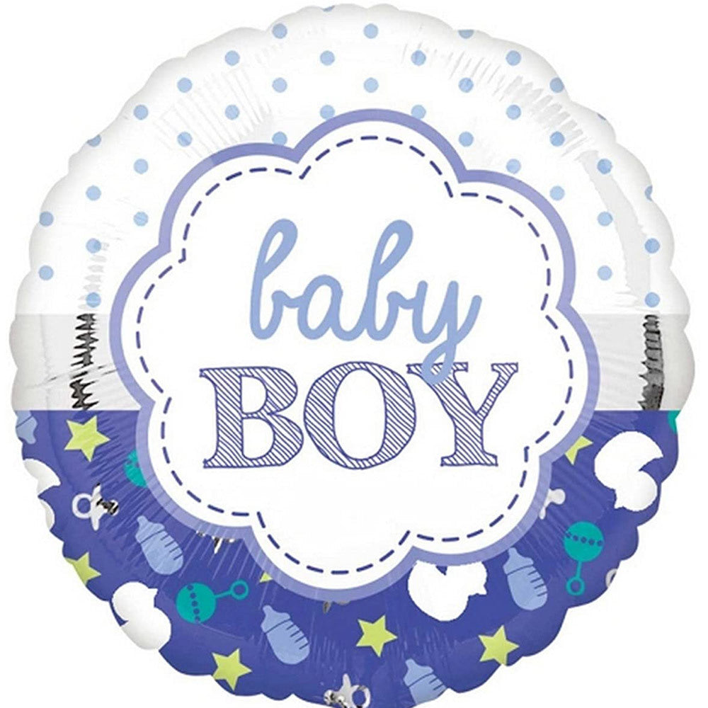 18"/Ø43cm Folienballon "Baby Boy" | Blau