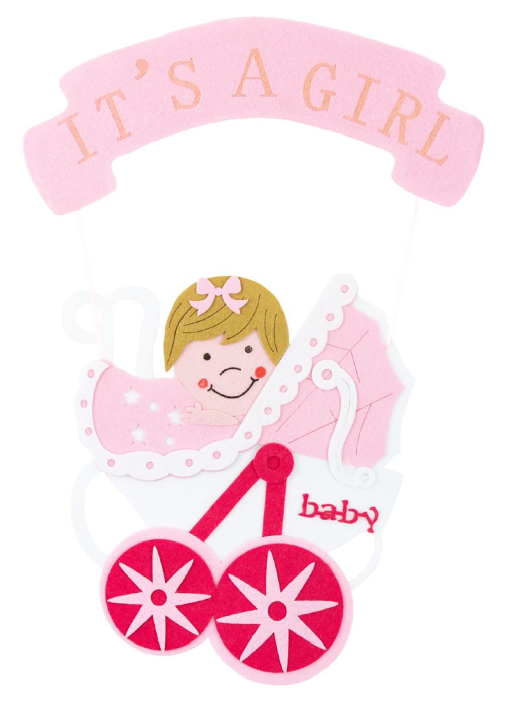 Baby Shower Party Dekoration - Wandbild It´s a girl - 54 x 32 cm Rosa