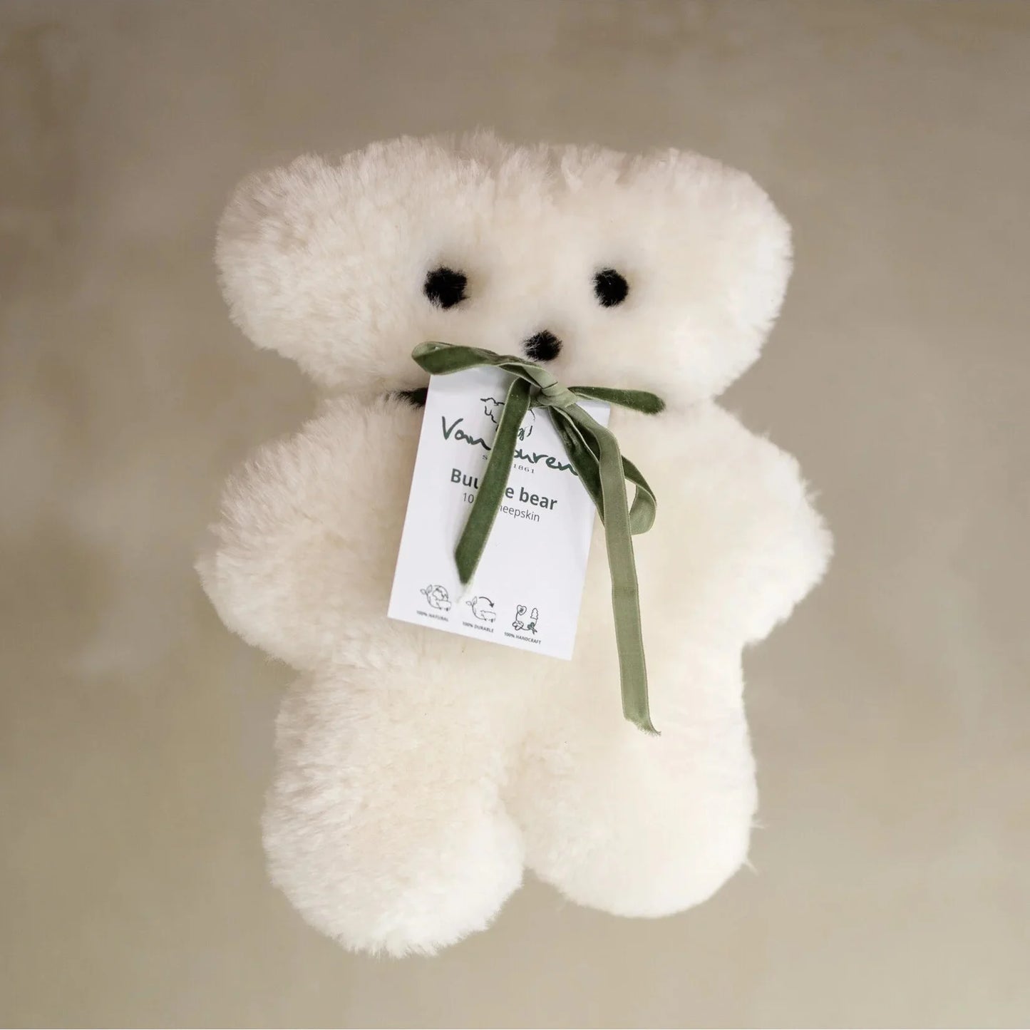 Kuscheltier Kuschelbär Buurtje Bär –  aus Merino-Schaffell (30 cm) handgefertigt