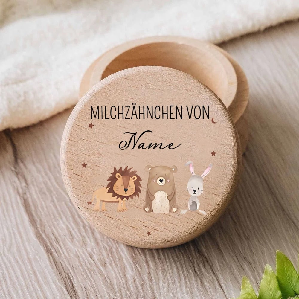 KidzzCamp Personalisierbare Milchzahndose – Holz